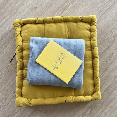 Meditation cushion, journal and blanket